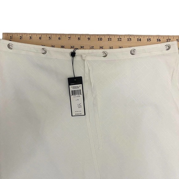 BCBG Max Azria WHITE Woven Cotton High WAISTED SKIRT NWT $146 Sz 12 - Picture 4 of 8